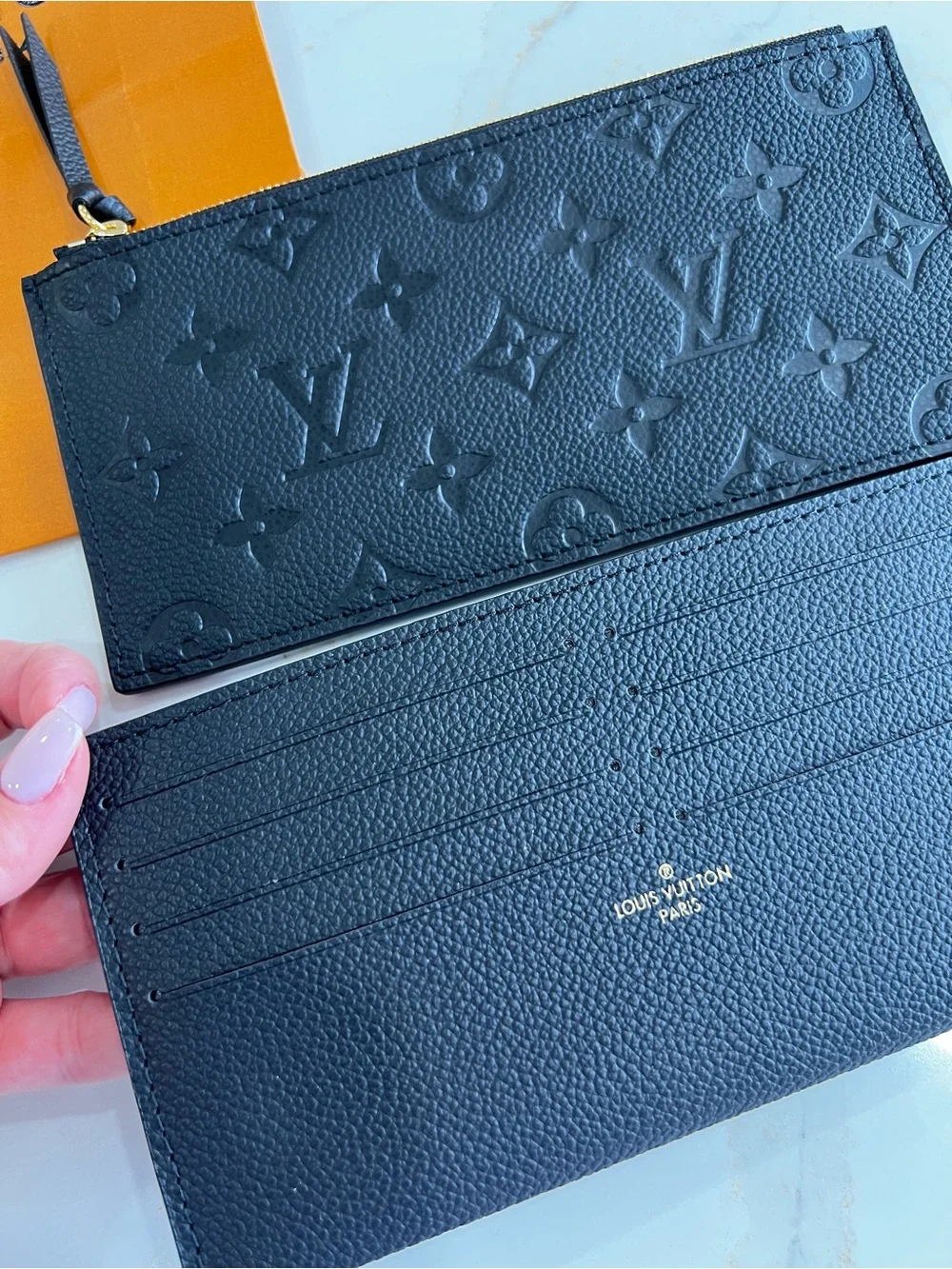 Louis Vuitton Black Embossed Monogram Zip Pouch with Card Holder - Picture 5 of 7